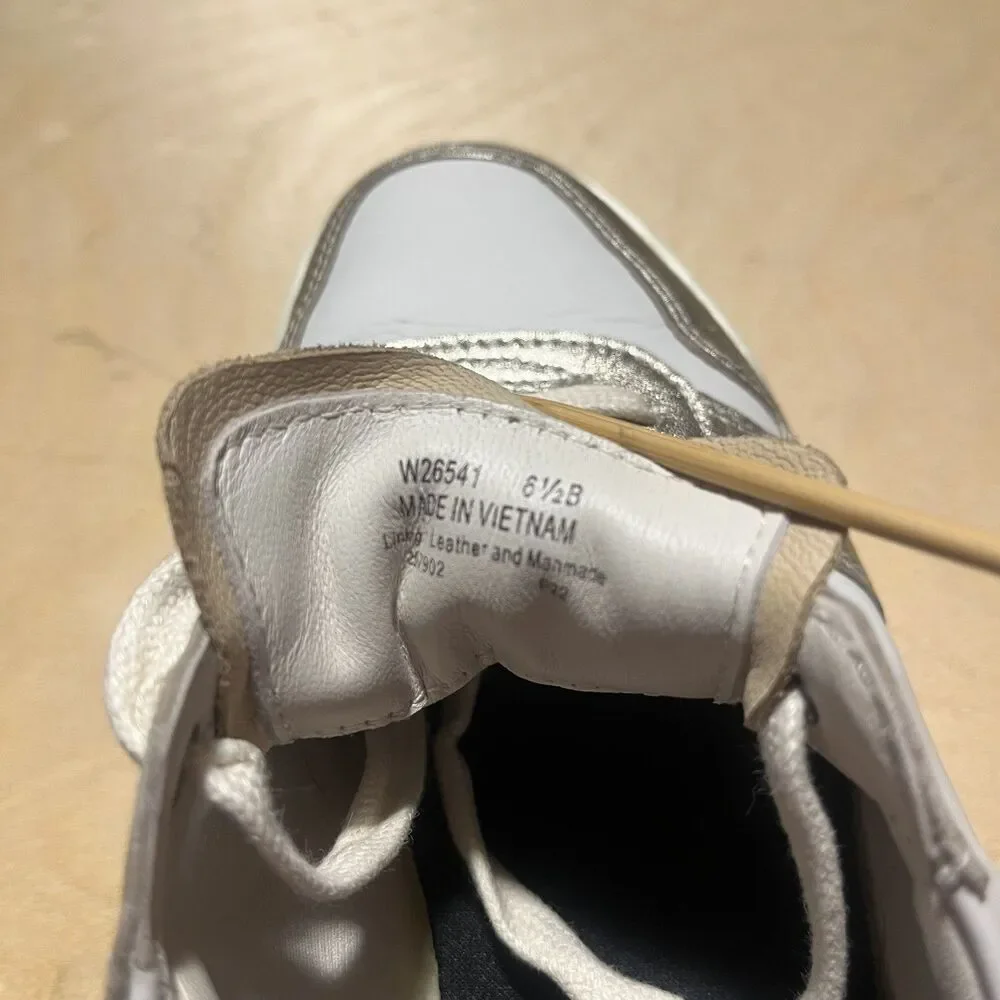 Cole Haan Women GrandPro Rally Court White Gold Leather Leopard Sneaker Size 6.5